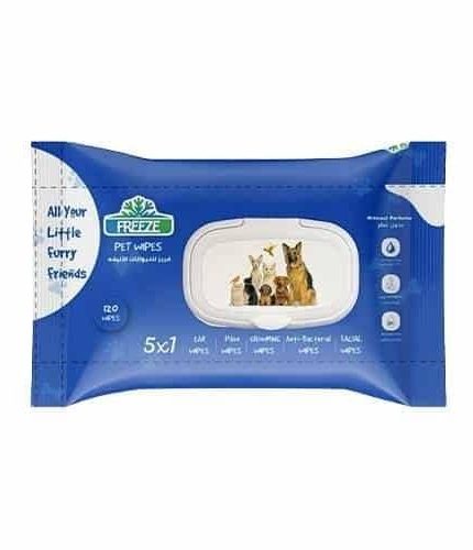 فريز مناديل مبللة للقطط والكلاب 120 منديل