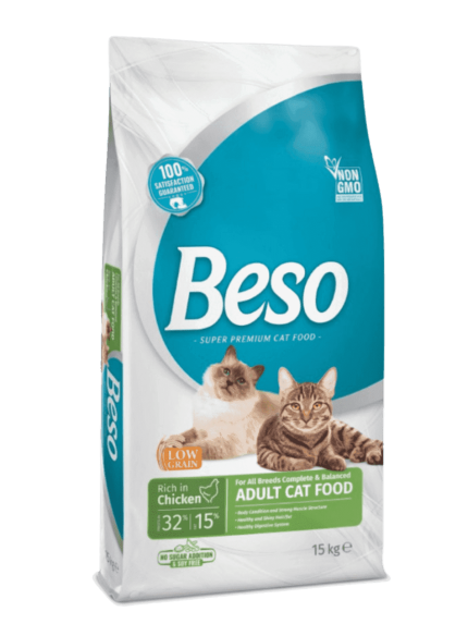 بيسو طعام جاف للقطط البالغة بالدجاج والارز 15 كجم