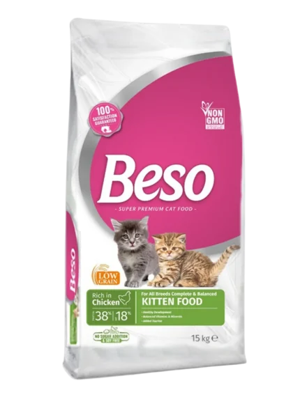 طعام جاف بيسو كتن للقطط الصغيرة بالدجاج والارز 15 كيلو