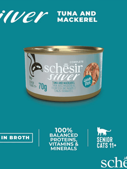 شيزر سيلفر سنيور للقطط البالغة بالتونا والماكريل 70 جرام