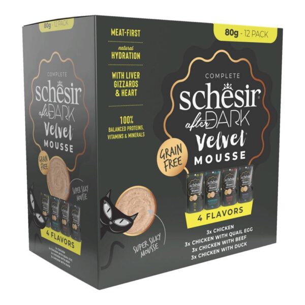 Schesir After Dark Velvet Variety Pouchs Wet food for Cats, 12 × 80g