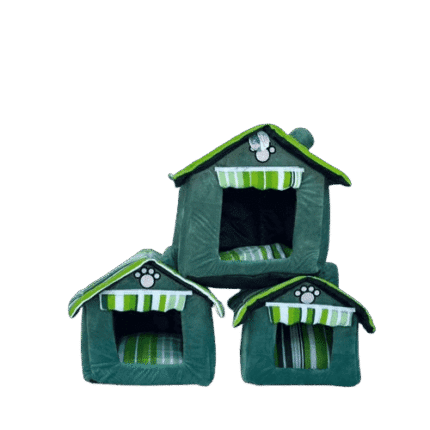 خيمة وبيت للقطط باللون الاخضر