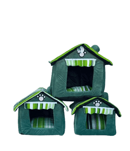 خيمة وبيت للقطط باللون الاخضر