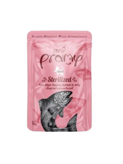 برامي طعام رطب للقطط البالغة المعقمة بالسالمون في الجيلي 70 جرام