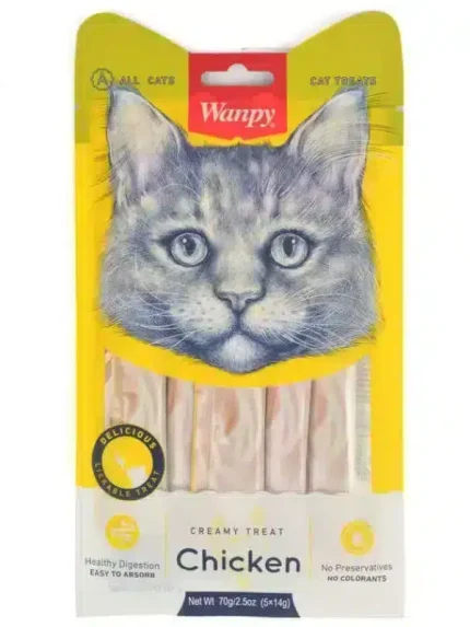 وانبي مكافات للقطط بنكهة الدجاج 5×14 جرام