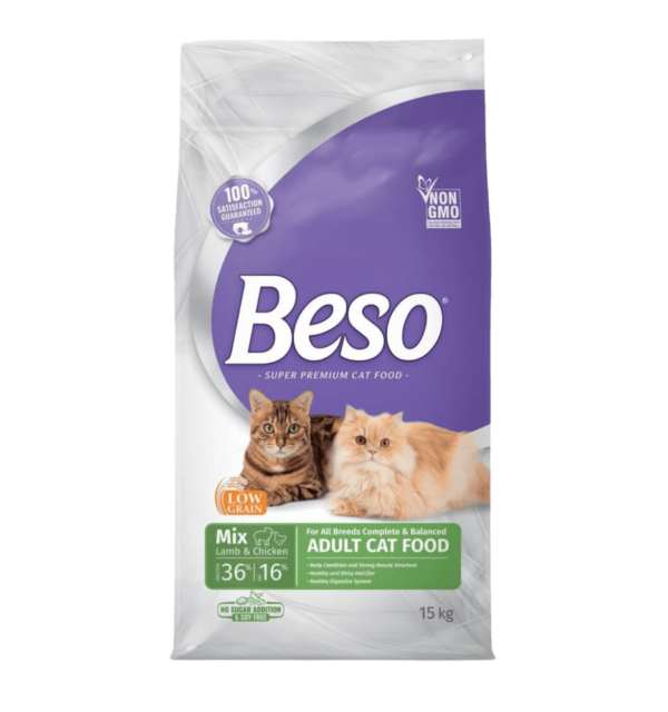 Beso Dry Food for Adult Cats with Chicken and Lamb 15 kg