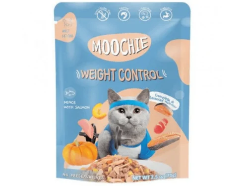 Moochie Cat Food Mince With Salmon Weight Control Pouch 70G