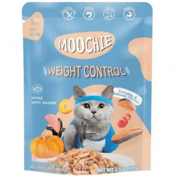 Moochie Cat Food Mince With Salmon Weight Control Pouch 70G