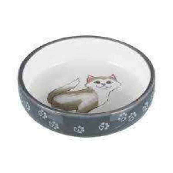 تريكسي صحن اكل سيراميك رمادي /ابيض 15 سم