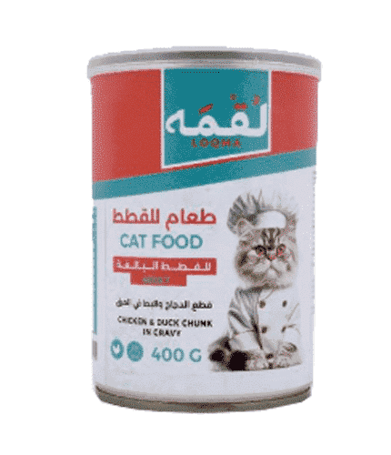 لقمه طعام رطب للقطط البالغة قطع الدجاج والبط في المرق 400 جرام