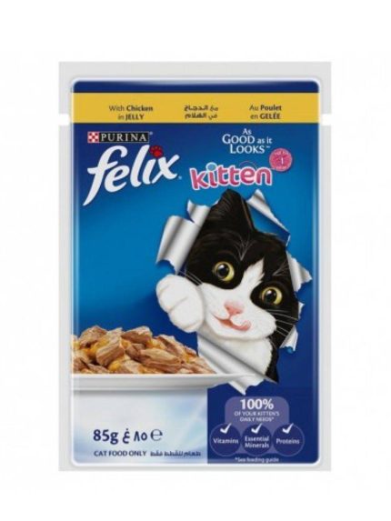 فيليكس طعام رطب دجاج في الهلام للقطط الصغيرة 85 جرام