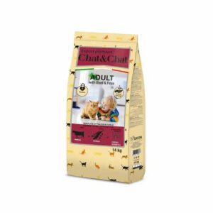 Chat and Chat Dry Food With Beef And Peas For Adult Cats 14 Kg