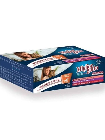 موراندو طعام رطب عبوة متعددة النكهات للقطط 6×100 جرام