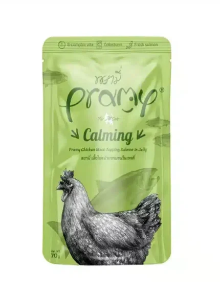 برامي طعام رطب دجاج مع السالمون في الجيلي للقطط الصغيره والكبيره 70 جرام