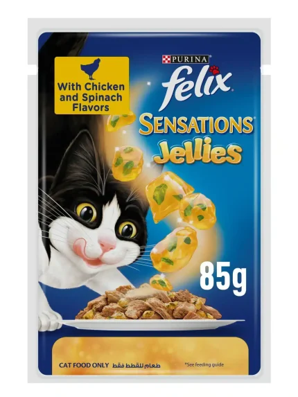 فيليكس طعام رطب للقطط بالدجاج والسبانخ 85 جرام