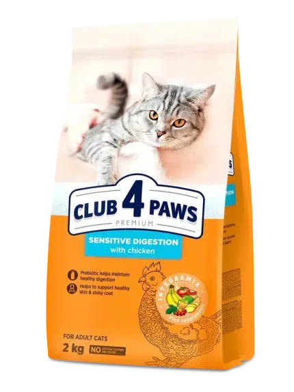 كلوب 4 باوز طعام جاف للقطط لحساسية الهضم بالدجاج 2 كيلو