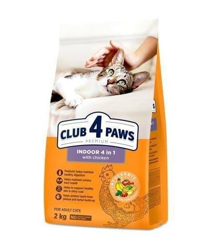كلوب 4 باوز طعام جاف للقطط ان دور بالدجاج 2 كيلو