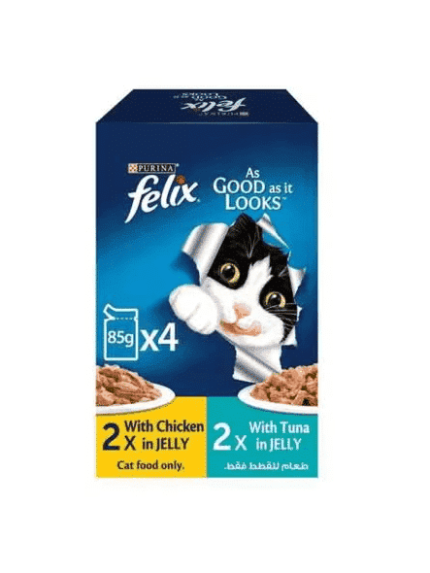 فليكس طعام رطب للقطط مشكل دجاج وتونا 4×85 جرام