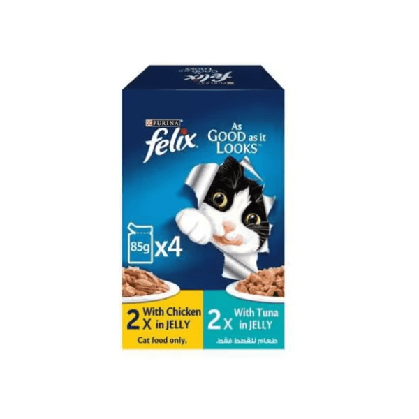 Felix Adult Cat With Chicken and Tuna Wet Food 4×85 g‏