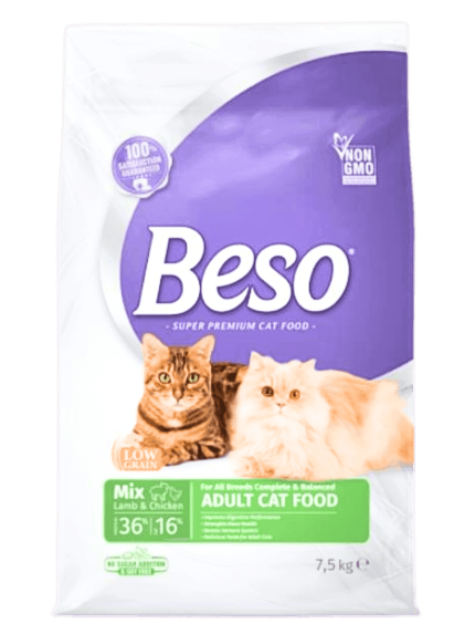 بيسو طعام جاف للقطط البالغة باللحم والدجاج 7.5 كيلو