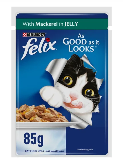 فليكس طعام رطب للقطط مع الماكريل في الجيلي 85 جرام