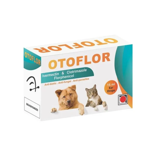 Outoflor drops to treat ear infections and fungi and parasites for cats and dogs 15ml