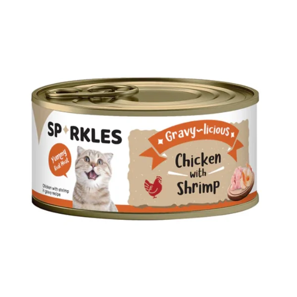 Sparkles wet food for adult cats with chicken and shrimp 80g