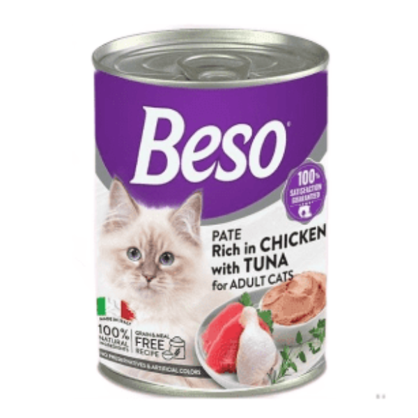 Beso Pate Rich in Chicken and Tuna Canned Cat Food 400 g