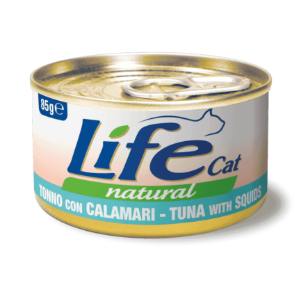 لايف كات طعام رطب للقطط تونا مع الحبار 85 جرام