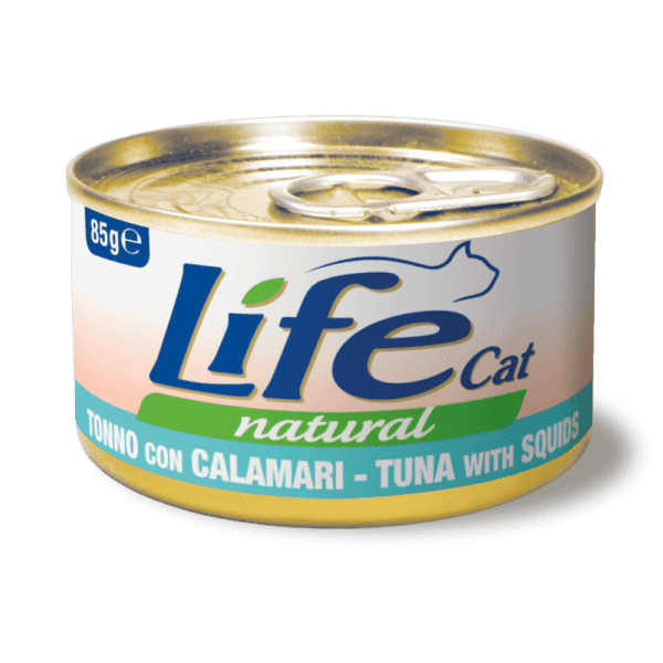 Life Cat Natural Tuna with Squid Canned Cat Food - 85 g