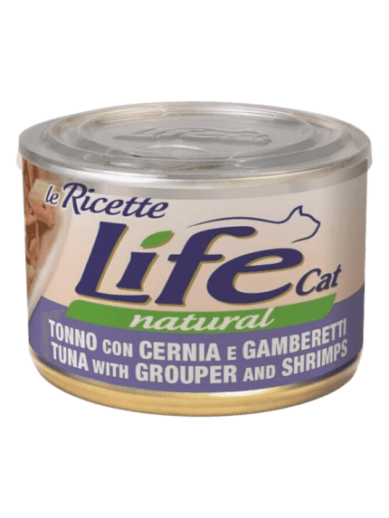 لايف كات طعام رطب للقطط تونا مع سمك الهامور والروبيان 150 جرام