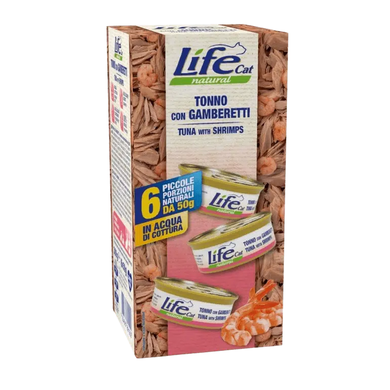 لايف كات طعام رطب للقطط تونا مع الروبيان بالمرق 6×50 جرام