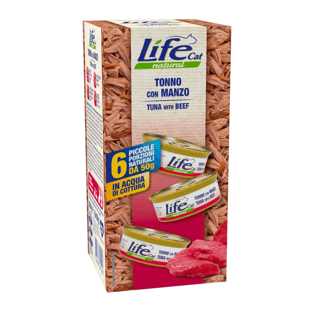 لايف كات طعام رطب للقطط تونا مع اللحم البقري بالمرق 6×50 جرام
