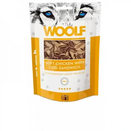 وولف مكافآت للكلاب الدجاج مع سندوتش سمك القد 100 جرام