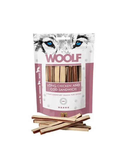 وولف مكافآت للكلاب ساندوتش طويل بالدجاج وسمك القد 100 جرام