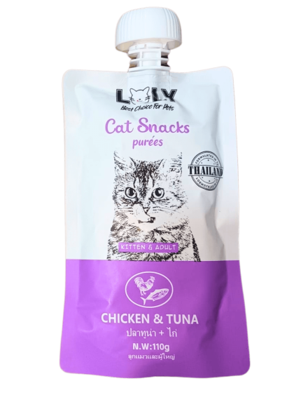 لولي عصارة معجون للقطط بالدجاج والتونا 110جرام