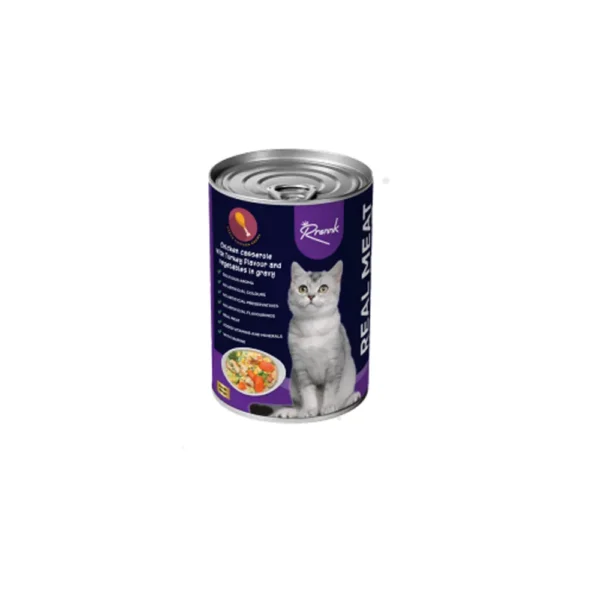 Rrannk Wet Food for Adult Cats with Chicken, Turkey and Vegetables in Gravy 400g