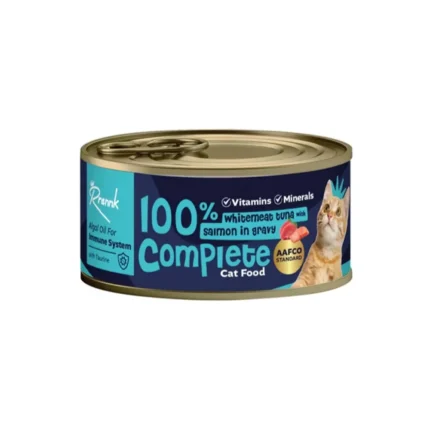 رانك طعام رطب للقطط بالتونا البيضاء مع صلصة السالمون في المرق لتعزيز الجهاز المناعي 80 جرام