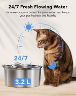 نافورة للقطط من الاستيل 3.2 لتر