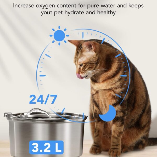 Cat Water Fountain Stainless Steel, HICC PULE 3.2L