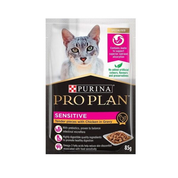 Purina Pro Plan Sensitive Cat Wet Food with Chicken in Gravy for Adults- 85 g‏