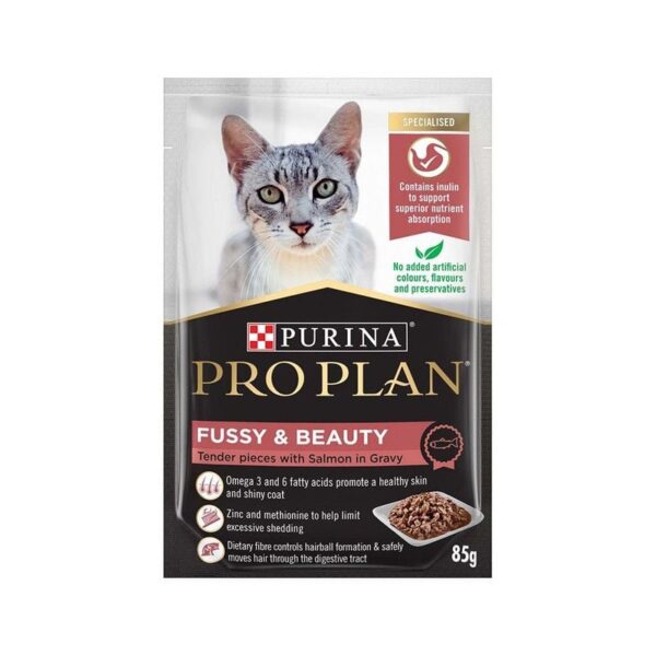 Purina Pro Plan Fussy and Beauty Cat Wet Food with Salmon in Gravy for Adults- 85 g