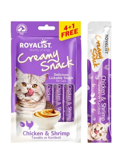 روياليست مكآفات للقطط كريمية بالدجاج والروبيان 5×15جرام