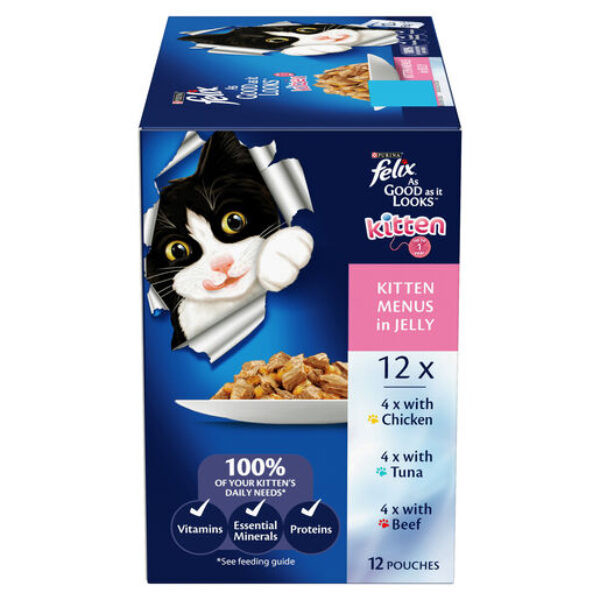 FELIX Kitten As Good as it Looks Kitten Menus in Jelly Wet Cat Food 12 x 85g