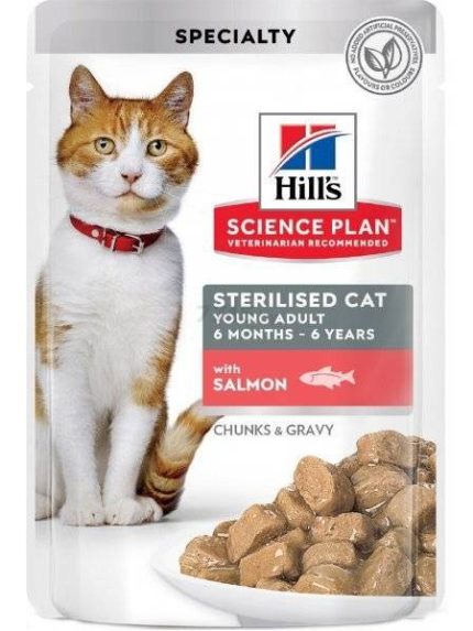 هيلز طعام رطب للقطط المعقمة السالمون في المرق 85 جرام