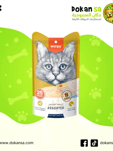 وانبي – مكافآت لذيذة للقطط بتشكيلة نكهات متنوعة 25 قطعة×14جم