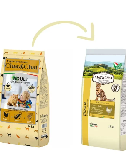 شات آند شات – دراي فود للقطط بطعم الدجاج مع البازلاء – 14 كجم