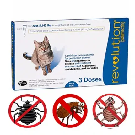 أمبولات للقضاء على القمل والطفيليات للقطط البالغة – ريفليوشن Revolution (امبولة)