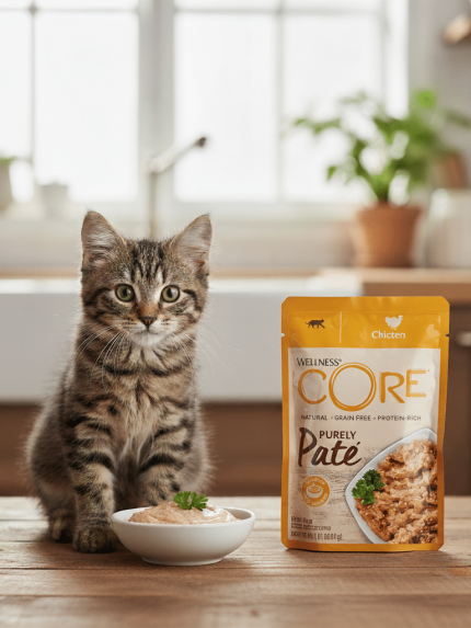 طعام رطب للقطط البالغة - باتيه دجاج نقي ويلنس كور 85جرام