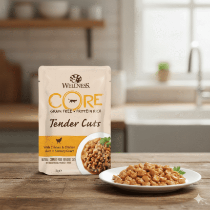 ويلنس كور - أظرف طعام رطب بالدجاج وكبد الدجاج في المرق (85غ)